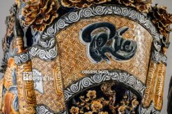 Lọ Lộc Bình Phúc Đức Đắp Nổi Men Xanh Đen 1m4