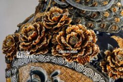 Lọ Lộc Bình Phúc Đức Đắp Nổi Men Xanh Đen 1m4