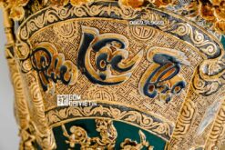 Lọ Lộc Bình Phúc Lộc Thọ Đắp Nổi Vẽ Vàng Men Xanh Lục 1m4