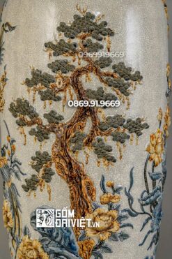 Lọ Lục Bình Bách Điểu Ngàn Hoa Men Rạn Nổi 1m6