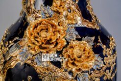 Lọ Lục Bình Mệnh Thủy Chim Công Vẽ Vàng 24K 3D Nổi 1m4