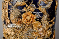 Lọ Lục Bình Mệnh Thủy Chim Công Vẽ Vàng 24K 3D Nổi 1m4