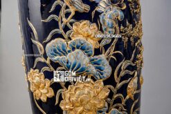 Lọ Lục Bình Mệnh Thủy Chim Công Vẽ Vàng 24K 3D Nổi 1m4