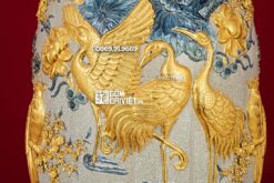 Lọ Lục Bình Phúc Lộc Thọ Đắp Nổi Dát Vàng 2m