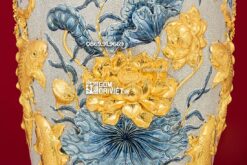 Lọ Lục Bình Phúc Lộc Thọ Đắp Nổi Dát Vàng 2m