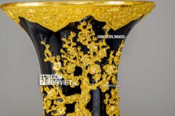 Lộc Bình Công Đào Phú Quý Dát Vàng Men Xanh 1m4