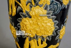 Lộc Bình Công Đào Phú Quý Dát Vàng Men Xanh 1m4