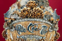 Lộc Bình Men Rạn Đắp 3D Nổi Phúc Lộc Thọ 1m6