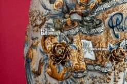 Lộc Bình Men Rạn Đắp 3D Nổi Phúc Lộc Thọ 1m6