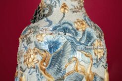 Lộc Bình Men Rạn Đắp 3D Nổi Phúc Lộc Thọ 1m6