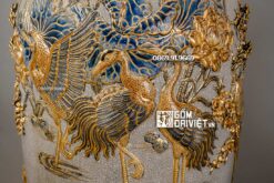 Lộc Bình Men Rạn Đắp Nổi Vẽ Vàng 24K Phúc Đức 1m4