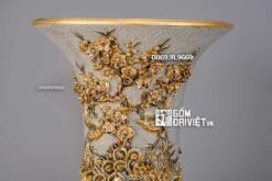 Lộc Bình Men Rạn Đắp Nổi Vẽ Vàng 24K Phúc Đức 1m4