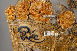 Lộc Bình Men Rạn Đắp Nổi Vẽ Vàng 24K Phúc Đức 1m4