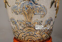 Lộc Bình Men Rạn Đắp Nổi Vẽ Vàng 24K Phúc Đức 1m4