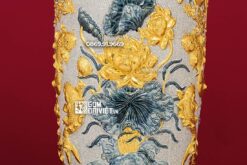 Lộc Bình Men Rạn Nổi Phúc Lộc Thọ Dát Vàng 18K 1m4