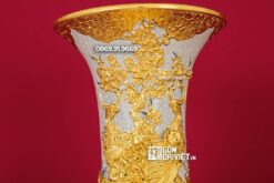 Lộc Bình Men Rạn Nổi Phúc Lộc Thọ Dát Vàng 18K 1m4