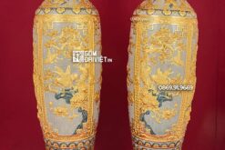 Lộc Bình Tứ Cảnh Men Rạn Dát Vàng 1m6