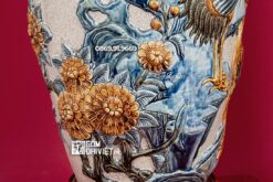 Lộc Bình Tùng Hạc Diên Niên Men Rạn Nổi 1m4