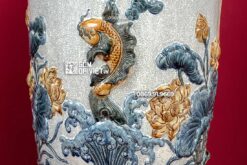 Lục Bình Phúc Lộc Thọ Men Rạn Nổi 3D Bát Tràng 1m4