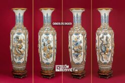 Lục Bình Tứ Linh Đắp Nổi Men Rạn Bát Tràng 1m6