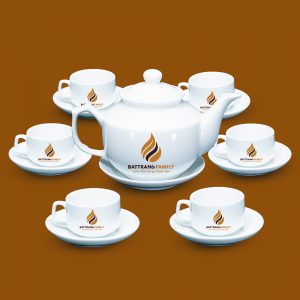 Bộ ấm chén Bát Tràng in logo 2
