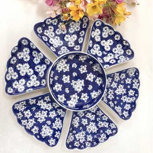 Bộ bát đĩa Bát Tràng mặt trời đi băng ngàn hoa mai