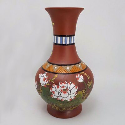 Lọ hoa gốm Bát Tràng dáng tỏi chân cao