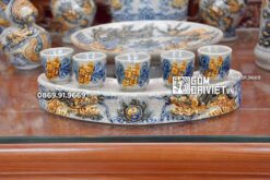 Bộ Đồ Thờ Bát Tràng Men Rạn Nổi Đắp Rồng Chim Công