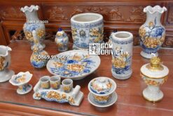 Bộ Đồ Thờ Chung Cư Đầy Đủ Men Rạn Nổi Bát Tràng