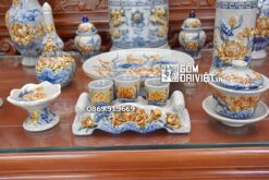 Bộ Đồ Thờ Chung Cư Đầy Đủ Men Rạn Nổi Bát Tràng