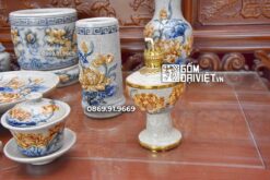 Bộ Đồ Thờ Chung Cư Đầy Đủ Men Rạn Nổi Bát Tràng