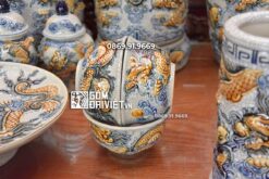 Bộ Đồ Thờ Gia Tiên Đắp Rồng Men Rạn Nổi