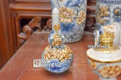 Bộ Đồ Thờ Gia Tiên Đắp Sen Rồng Men Rạn Cổ