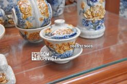 Bộ Đồ Thờ Gia Tiên Đắp Sen Rồng Men Rạn Cổ