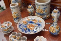 Bộ Đồ Thờ Thờ Phật Đắp Hoa Sen Men Rạn