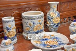 Bộ Đồ Thờ Men Rạn Nổi Hoa Sen Thờ Phật Treo Tường