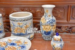 Bộ Đồ Thờ Men Rạn Nổi Hoa Sen Thờ Phật Treo Tường