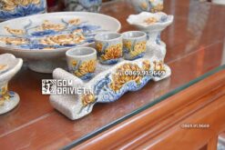 Bộ Đồ Thờ Men Rạn Nổi Hoa Sen Thờ Phật Treo Tường