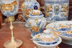 Bộ Đồ Thờ Phúc Đức Men Rạn Nổi Cao Cấp