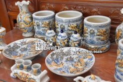 Bộ Đồ Thờ Phúc Mãn Đường Men Rạn Bát Tràng