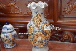 Bộ Đồ Thờ Sứ Men Rạn Cổ Đắp Nổi Rồng 1m07