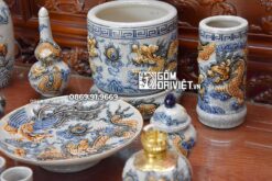 Bộ Đồ Thờ Thổ Công Men Rạn Nổi Bát Tràng