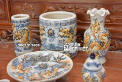 Bộ Đồ Thờ Treo Tường Men Rạn Đắp Nổi Bát Tràng C11