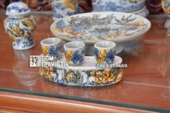 Bộ Đồ Thờ Treo Tường Men Rạn Đắp Nổi Bát Tràng C11