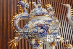 Bộ đỉnh hạc bát tràng vẽ vàng 24k