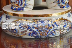 Bộ đỉnh hạc bát tràng vẽ vàng 24k