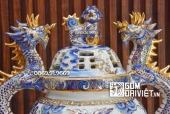 Bộ đỉnh hạc bát tràng vẽ vàng 24k