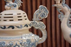 Bộ Đỉnh Hạc Men Rạn Giả Cổ Bát Tràng