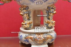 Bộ Đỉnh Hạc Tam Sự Sứ Men Rạn Nổi