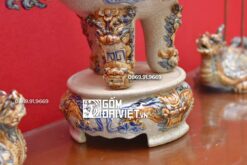 Bộ Tam Sự Bằng Gốm Sứ Men Rạn Nổi